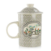 Elegant Porcelain Lidded Tea Cup