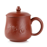 紫砂雙魚戲水蓋杯