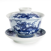 仿古胎 青花龍紋圓融蓋碗