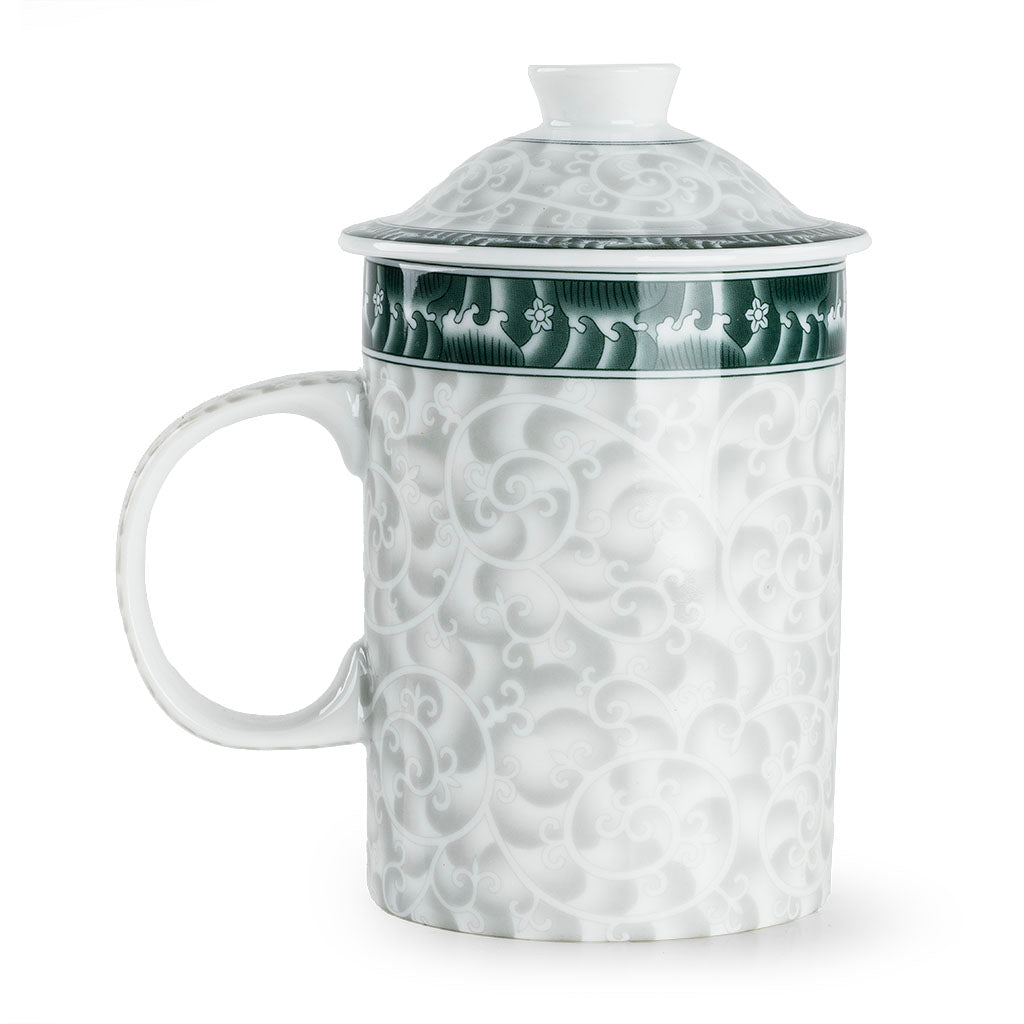 Elegant Porcelain Lidded Tea Cup