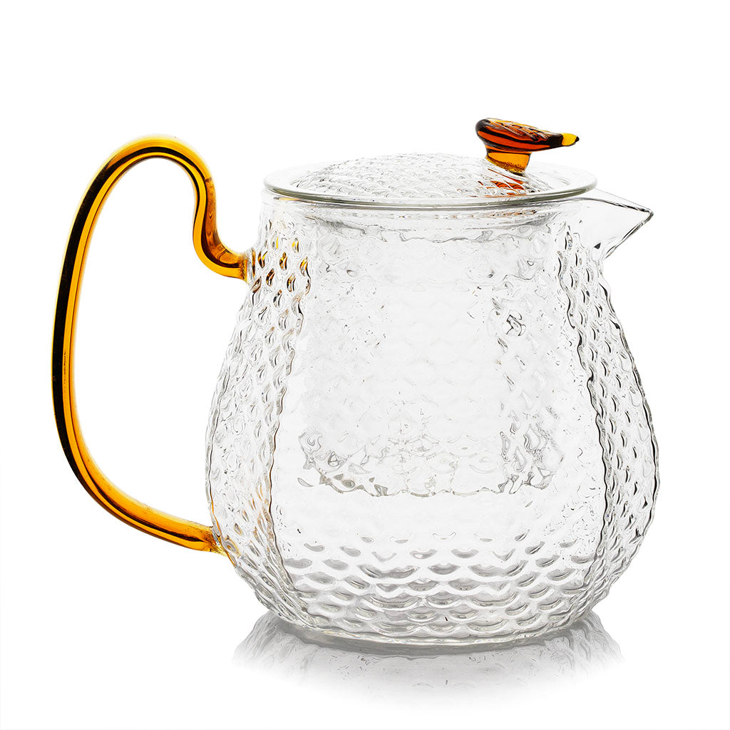 Angled Spout Scale Pattern Glass Teapot 580ml