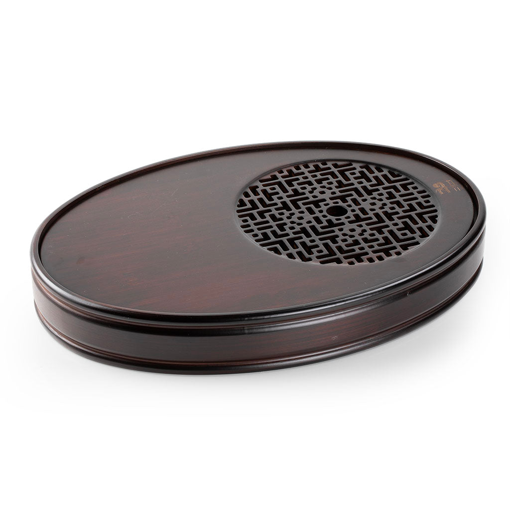 胡桃色竹製儲水茶盤 37*25*5cm