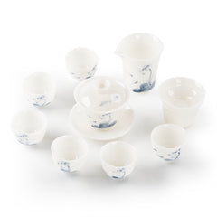 蓝彩荷陶瓷茶具礼盒套装 9件套