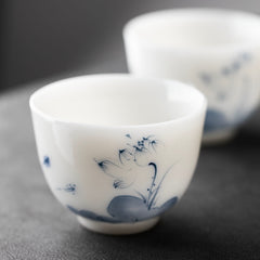 蓝彩荷陶瓷茶具礼盒套装 9件套