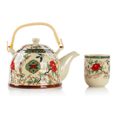鸟语花香提梁壶茶具套装 5件