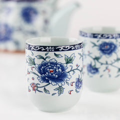 蓝牡丹提梁壶茶具套装 5件