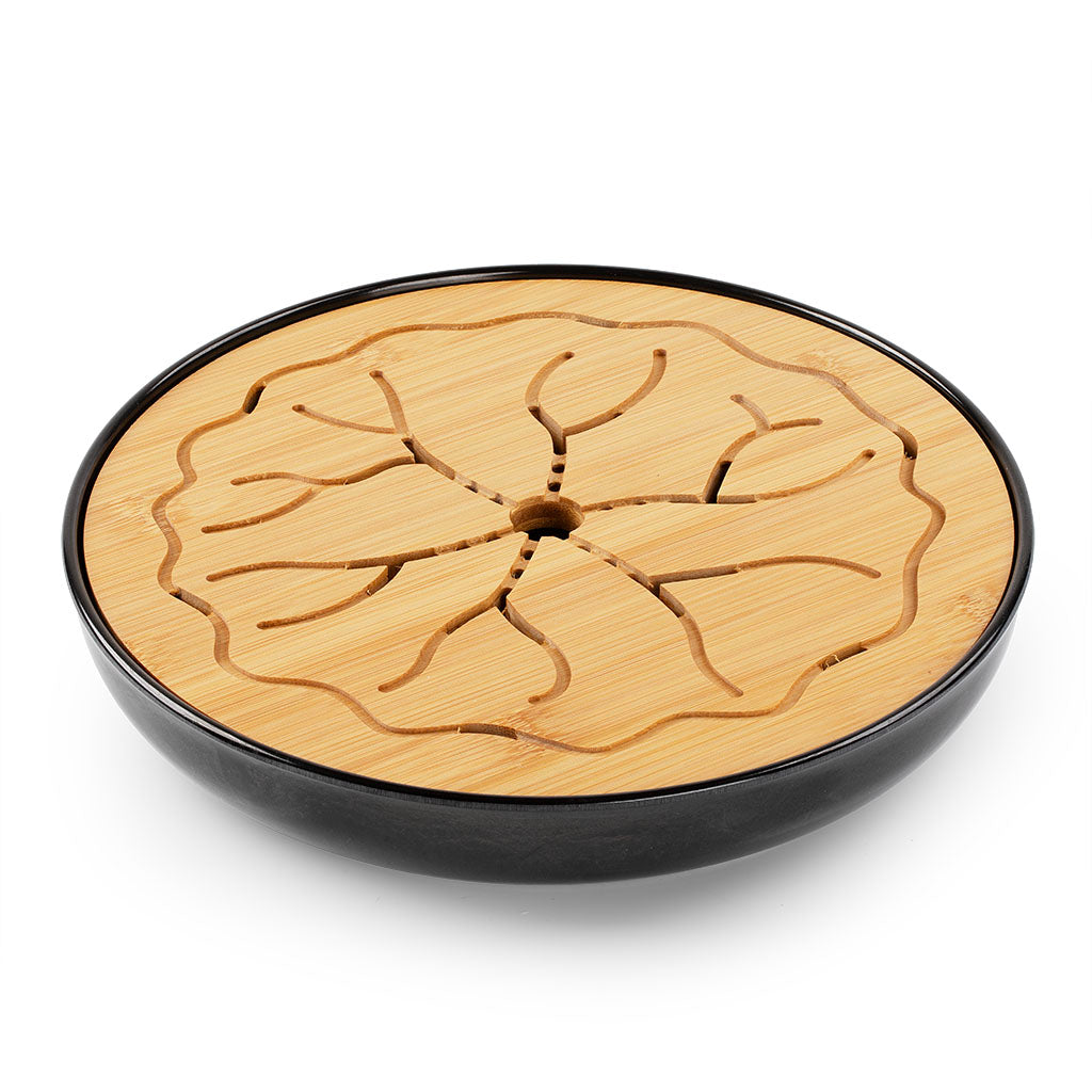 竹製荷葉茶盤 10英吋