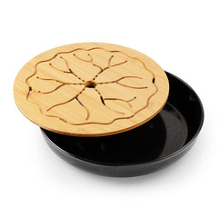 竹製荷葉茶盤 10英吋