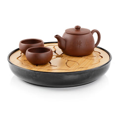 竹製荷葉茶盤 10英吋