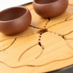 竹製荷葉茶盤 10英吋