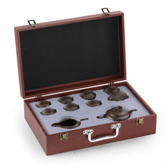 紫砂福字茶具礼盒套装9件