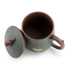 宜兴刻花盖泥茶杯