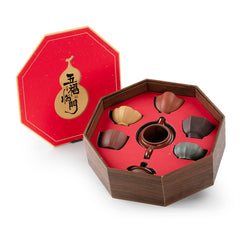 五福临门 紫砂套杯礼盒(一壶五杯)