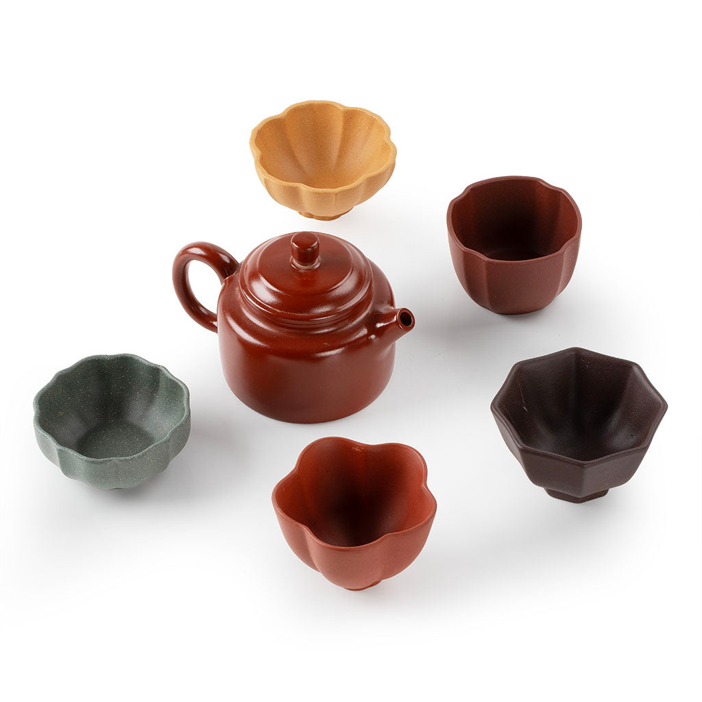 五福临门 紫砂套杯礼盒(一壶五杯)