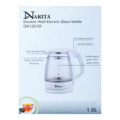 Narita 透明双层玻璃电热水壶 1L GK1201D