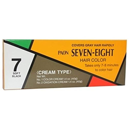 PAON SEVEN-EIGHT CREAM TYPE HAIR COLOR SOFT BLACK #7(1.4 oz)