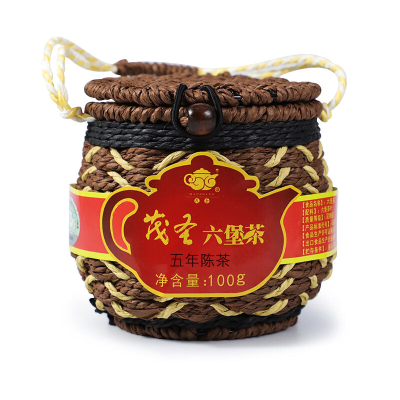 茂圣六堡茶 广西梧州特产黑茶叶散茶一级五年陈茶100g生态笠装