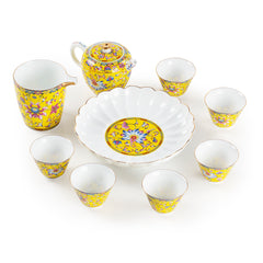 瓷茶具9件套（黄色） 