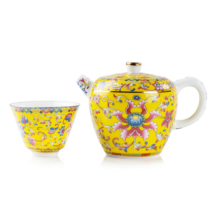 Chengyi Colorful Enamel Porcelain Tea Sets 9 pcs(Yellow)