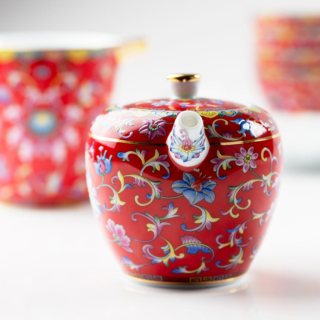 Red Wing Tea Core Chengyi Colorful Enamel Porcelain Tea Sets 9 pcs(Red) – Wing Hop Fung 永合豐