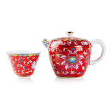 Chengyi Colorful Enamel Porcelain Tea Sets 9 pcs(Red)