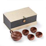 Yixing Hand-made Purple Clay (Zi Sha) Tea Set Anxiang 5 Pieces