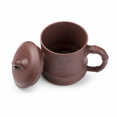 紫砂大口竹段蓋杯550ml