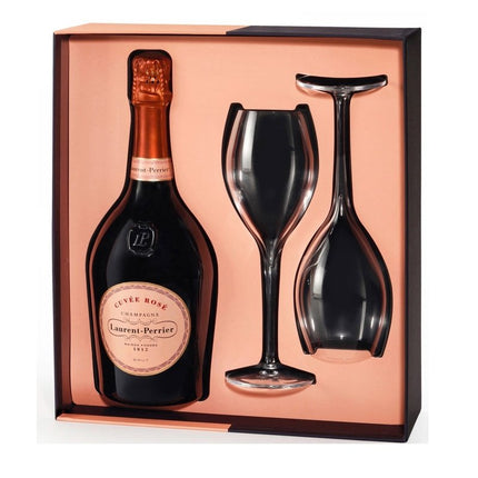 Laurent Perrier Rose Champagne with glasses