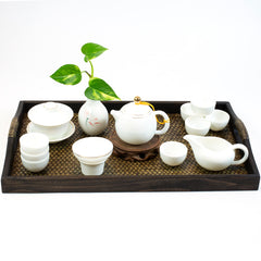 羊脂玉瓷 龙蛋壶 功夫茶具 （14件套