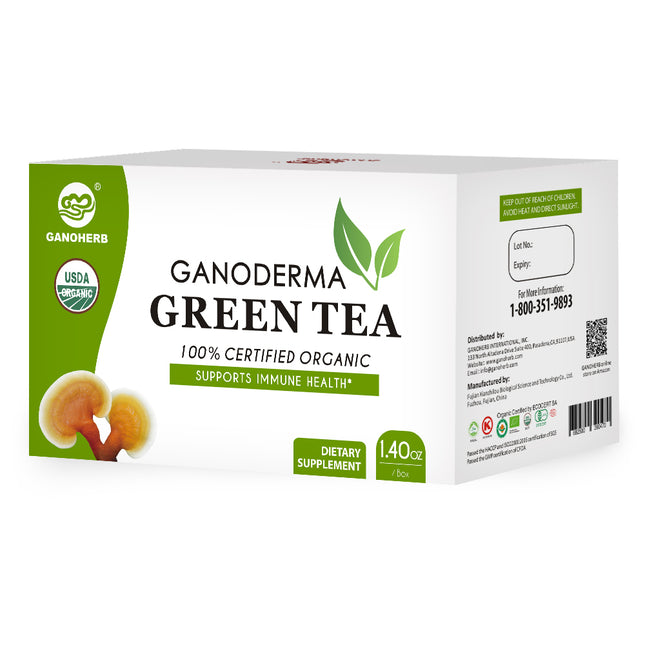 GANOHERB USDA Organic Reishi Mushroom Green Tea Bags(20 bags)